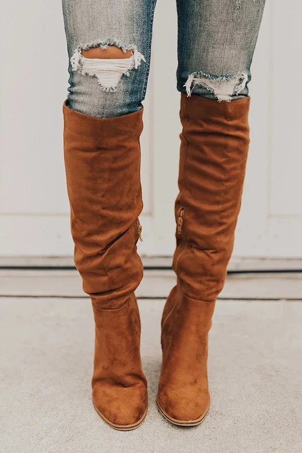 Women's Over-the-Knee High Heel Riding Boots — 2022 Side-Zipper Size 43