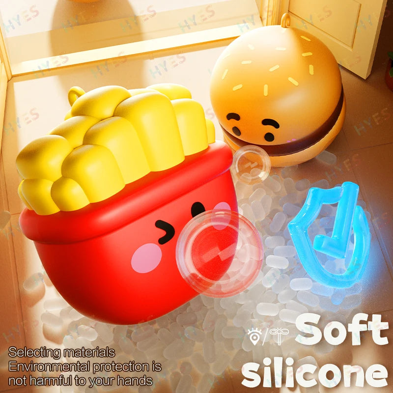 HYES Cartoon Food Pop Bubble Toy – Stress Relief Squeeze Toy for Kids & Adults