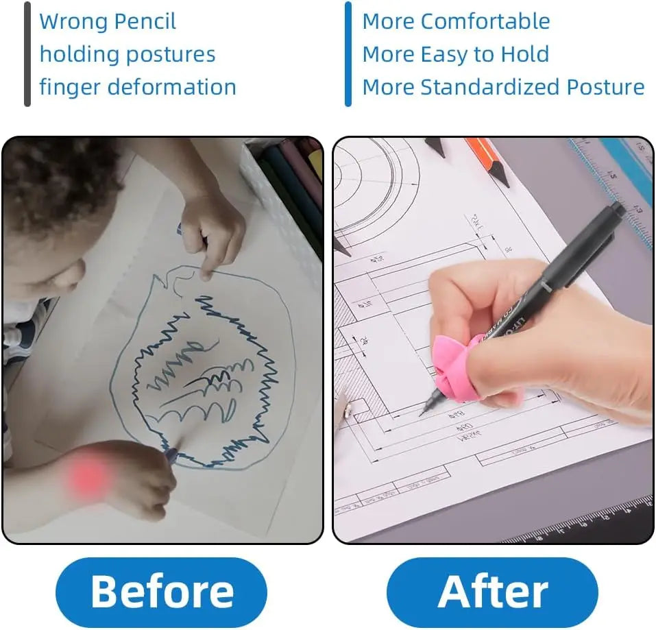 Ergonomic Pen Grip Corrector - Soft Rubber Handwriting Posture Trainer for Kids and Students