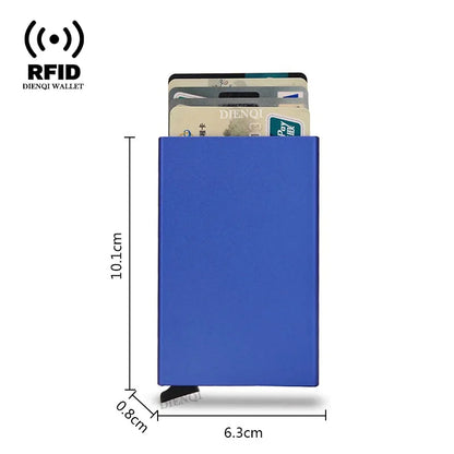 RFID Credit Card Holder Metal Slim Wallet for Men & Women, Pop-Up Minimalist Small Black Purse, Mini Wallet