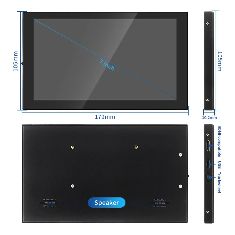 7 Inch IPS LCD Touch Screen – Mini HDMI-Compatible Display for Raspberry Pi 5/4, Windows PC, Game Console with Case Holder