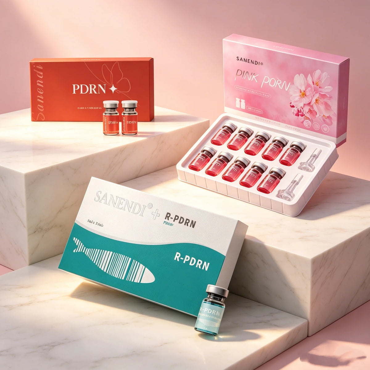 PDRN Salmon DNA Facial Serum - Skin Booster Ampoule & Beauty Salon Care Kit for Glowing Skin