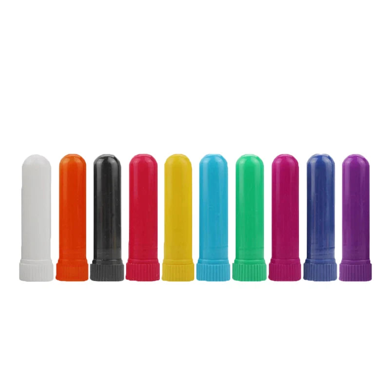 50/80/100 Sets Empty Nasal Inhaler Tubes – Portable Black & White Plastic Inhalers with Cotton Wicks for Essential Oils