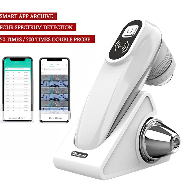 WiFi HD 5G Scalp, Skin & Hair Follicle Detector – 50X/200X Rechargeable UV Skin Analyzer Magnifier