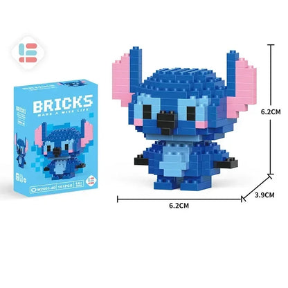 Stitch, Sanrio, and Mickey Mouse Cartoon Dolls - Micro-Particle Building Block Toys Compatible with Children's Gifts