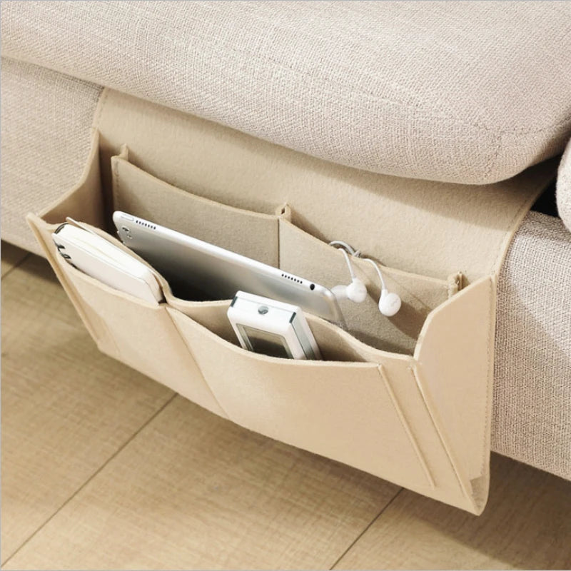 Felt Bedside Storage Organizer — Anti-Slip Hanging Pouch for Bed & Sofa