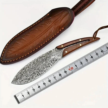 Professional Pocket Knife - Stainless Steel Boning Butcher Knife with Sheath, Feather Pattern Forged Meat Cleaver