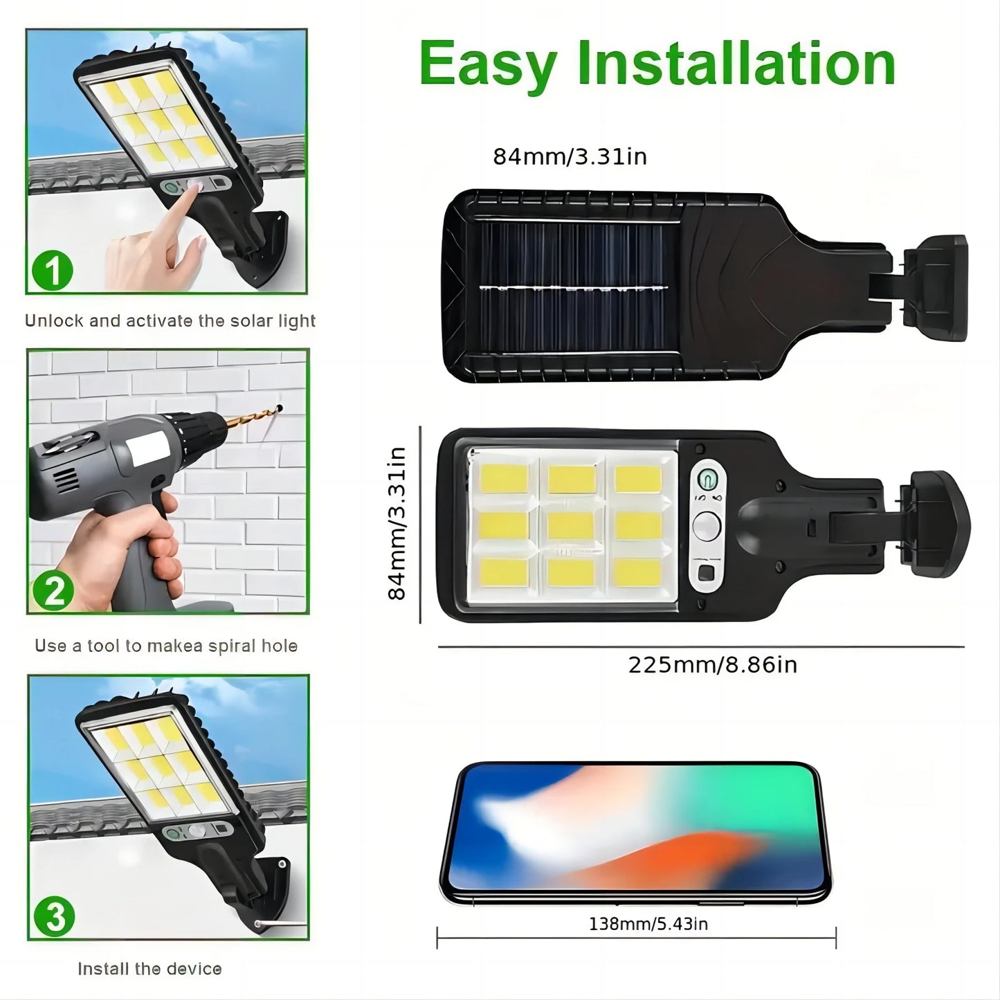 1/2/4-Pack Solar Street Lights – 108 COB LED Outdoor Wall Lights with Remote Control, Motion Sensor & Adjustable 3 Modes