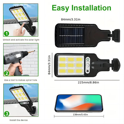 1/2/4-Pack Solar Street Lights – 108 COB LED Outdoor Wall Lights with Remote Control, Motion Sensor & Adjustable 3 Modes