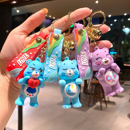 Care Bears Movie II Love Bear Keychain – Cartoon Doll Pendant for Couples & Halloween Gifts