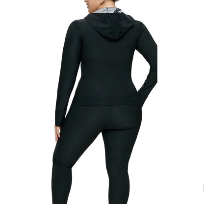 2pcs Women's Sweat Sauna Suit Set — Full-Zip Fitness Jacket & Leggings for Enhanced Workouts and Heat Performance