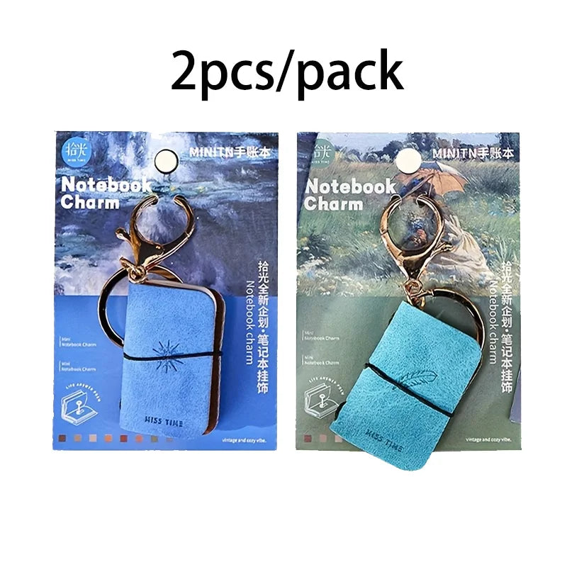 Mini PU Journal Keychain - Portable Leather Diary & Backpack Notebook Charm