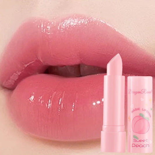 Peach Temperature Change Lip Balm – Clear Crystal Jelly Lipstick Tint, Moisturizing Anti-Dry Hydrating Lip Care
