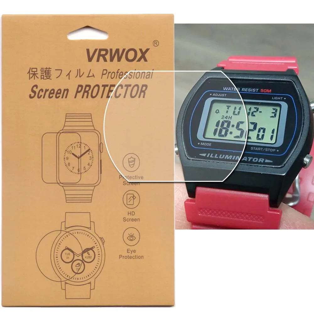 5-Piece TPU Nano Screen Protector Set for Casio Watches - Protective Film for LW-204, ABL-100WE, W-202, B640, WS-1400, WS-1600, WS-1700, AE-1200, F-91W, M5610, W800 and A700