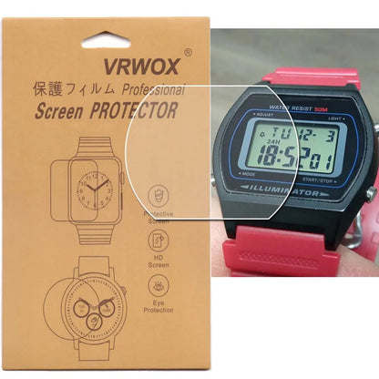 5-Piece TPU Nano Screen Protector Set for Casio Watches - Protective Film for LW-204, ABL-100WE, W-202, B640, WS-1400, WS-1600, WS-1700, AE-1200, F-91W, M5610, W800 and A700