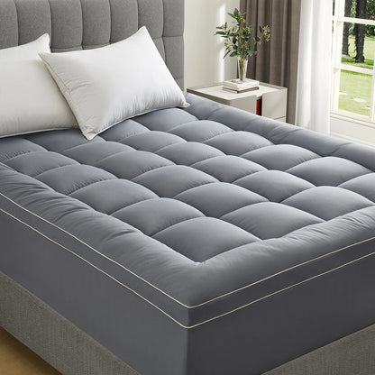 Mattress Topper for Back Pain Relief – Extra Thick Quilted Fitted Protector with Plush Pillow Top
