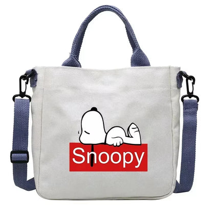 Snoopy Cartoon Canvas Tote Bag – Large Capacity Shoulder Crossbody Bag for Girls, Students & Gift