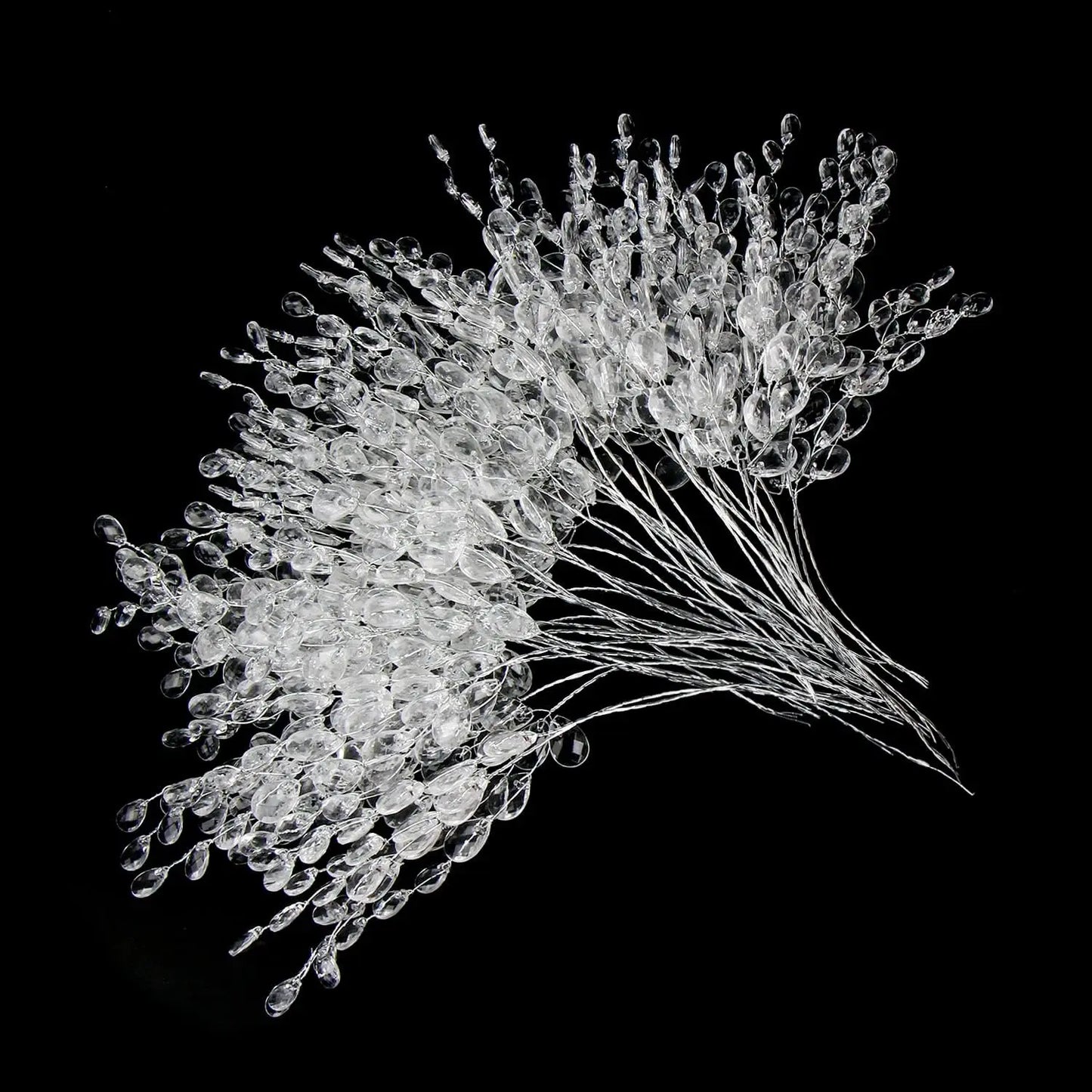 Artificial White Crystal Acrylic Water Droplet – Handmade Christmas & Wedding Bridal Bouquet, Wreath, Hairpin DIY Decor Accessory