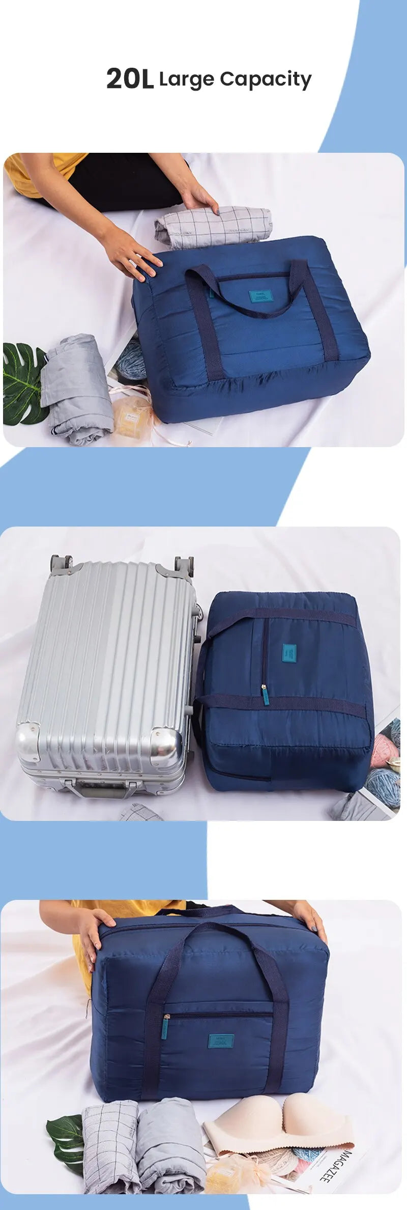 Fashion Foldable Travel Duffel Bag — Lightweight Weekender Tote for Men & Women, Carry-On Luggage Bag