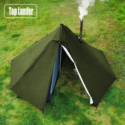Camping Hot Tent with Chimney Window - Ultralight Tipi Teepee Pyramid, Double Layer Bushcraft Tent for 1 Person