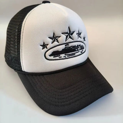 Star Embroidered Baseball Cap - Unisex Mesh Sports Hat for Outdoor Events