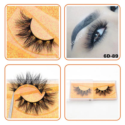 3D Real Mink False Eyelashes – Thick Handmade Strip Lashes with Glitter Packing for Makeup Beauty D101