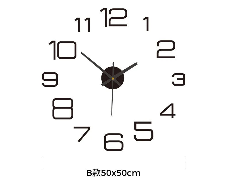 2023 Modern Large 3D DIY Wall Clock – Acrylic Mirror Quartz Clock for Living Room Home Decor