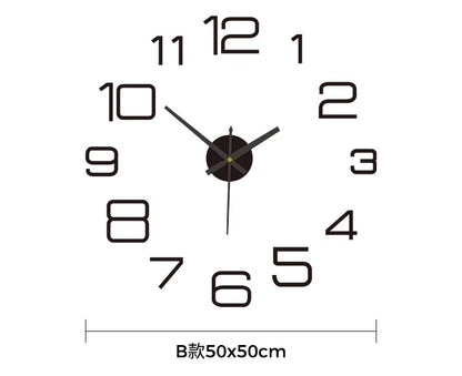 2023 Modern Large 3D DIY Wall Clock – Acrylic Mirror Quartz Clock for Living Room Home Decor