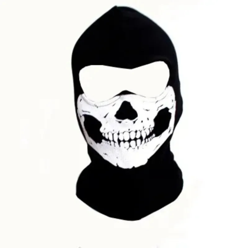 Black Skull Balaclava Mask - Warm Full Face Hood Beanie for Men Outdoor Wear