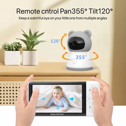 Tuya Smart 5" 1080P Wireless Video Baby Monitor – App Control, Temperature Detection, 2-Way Audio & Night Vision Baby Nanny Camera