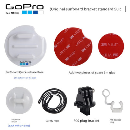 GoPro 13/12/11 Original Surfboard Base Bracket — Kayak & Paddleboard Mount for Insta360 Action 4 Accessories