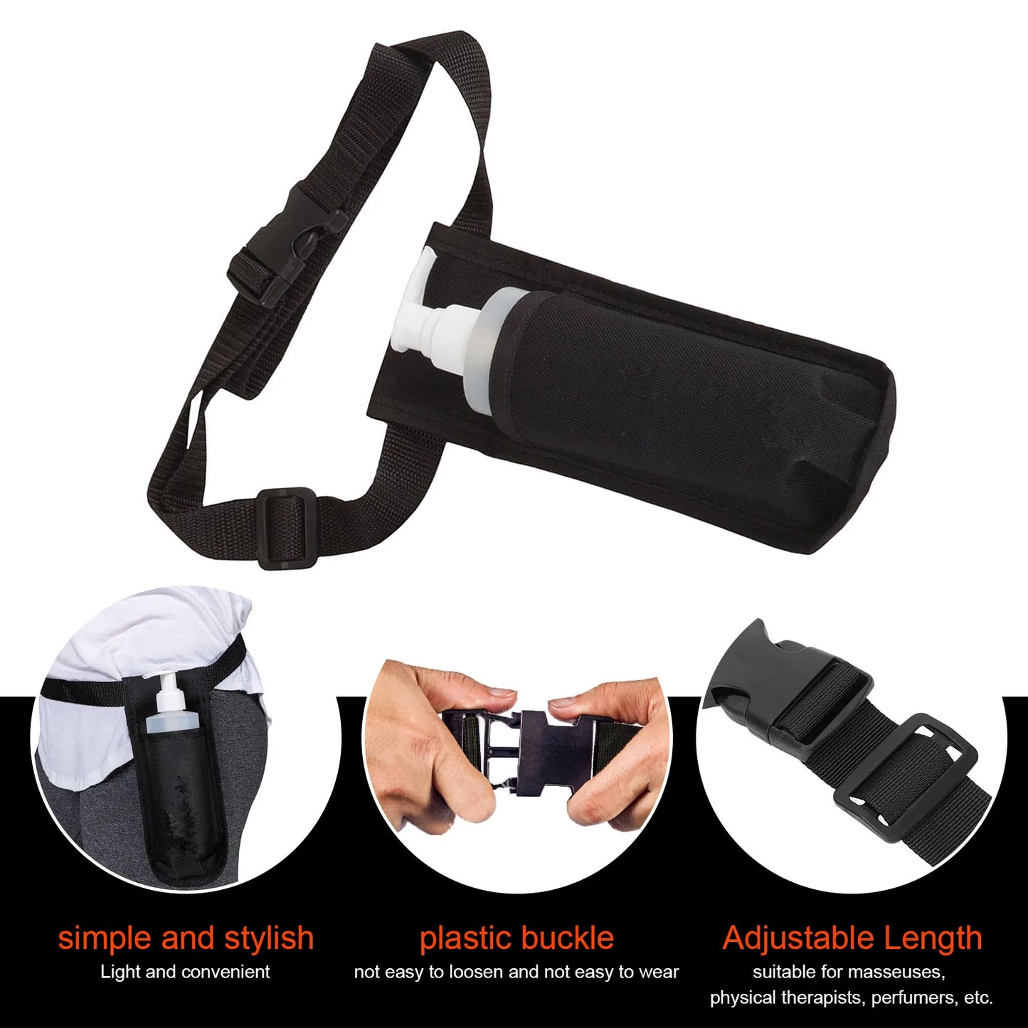 Single Massage Oil Bottle Holster – Portable Waist Holder with Plastic Buckle for Therapists & Perfumers