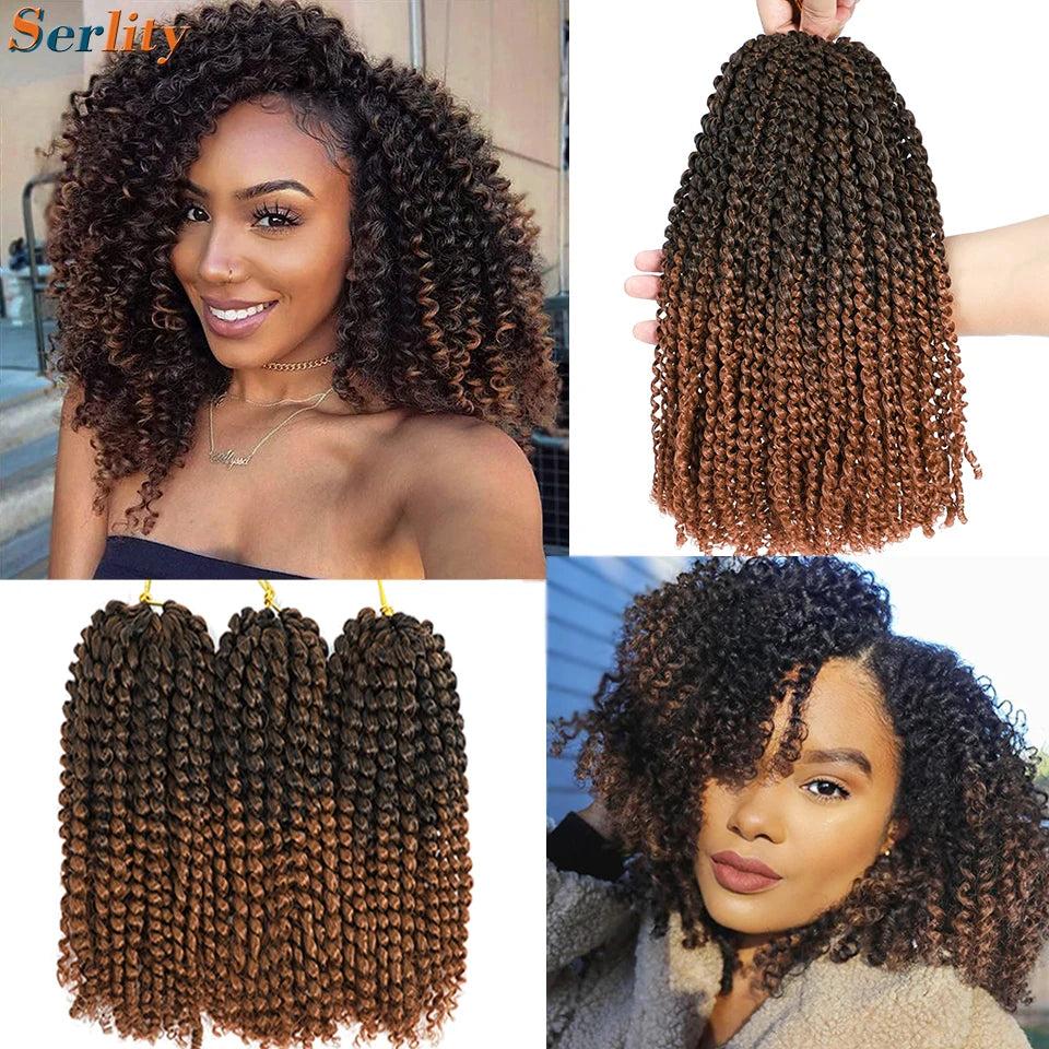 Kinky Curly Crochet Hair Extensions 8–12 Inch – Marlybob Jerry Curl Synthetic Afro Curly Hair, Short Passion Twist Braiding Crochet Hair for Women