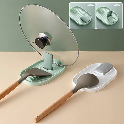 Multifunction Ladle Spoon Rest & Utensil Organizer - Kitchen Storage Shelf with Pot Lid Storage Pad - Plastic Spatula Holder Racks