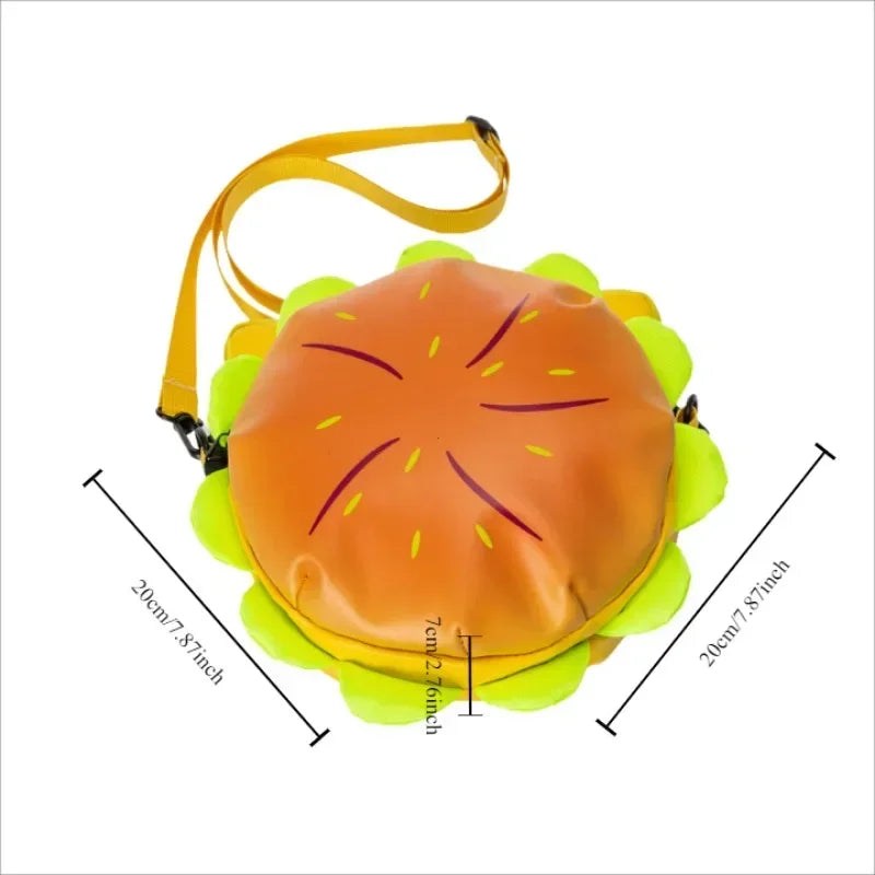 Stylish Hamburger PU Daypack Backpack – Casual Zipper Laptop Bag for Travel, Outdoor, and Unisex Use
