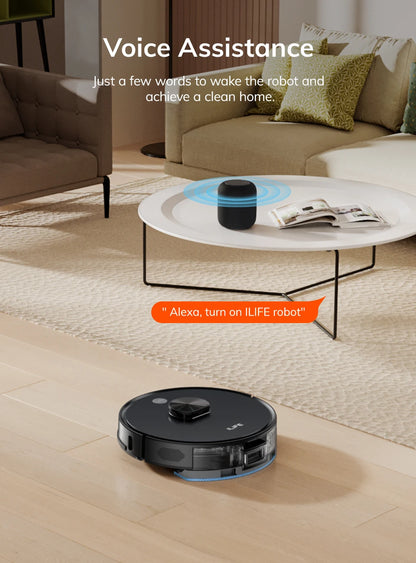 ILIFE A20 Robot Vacuum and Mop Combo – LiDAR Navigation, 3000Pa Suction, Smart Mapping, App/Alexa Control, Ideal for Pet Hair