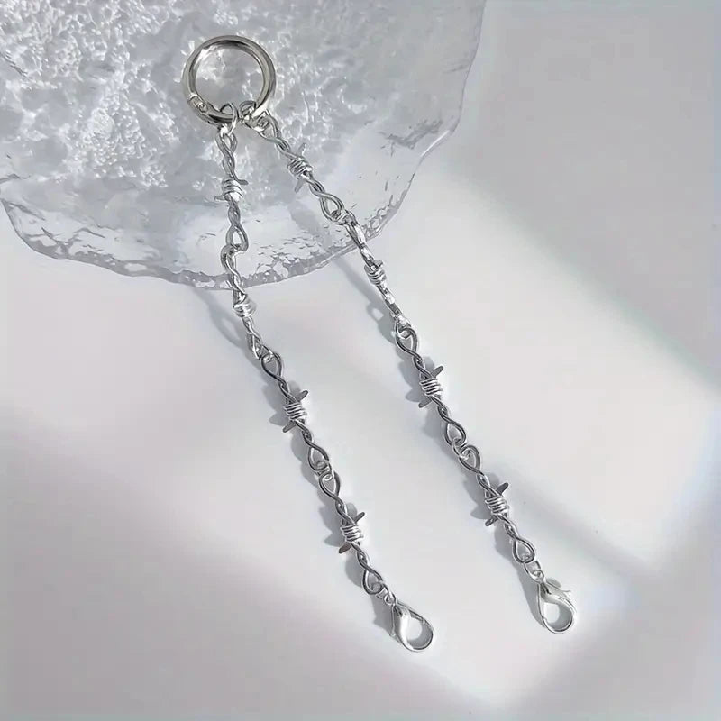 Gothic Punk Shoe Chain - Detachable Double Thorn Shoe Decor with Easy-Release Buckle for DIY Fashion
