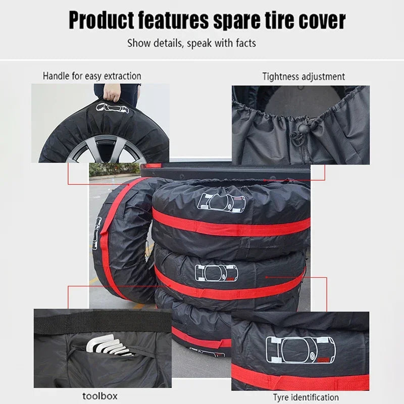 Tire Storage Bags — Dustproof, Waterproof Universal Car Wheel Covers, Portable Polyester Spare Tire Protector