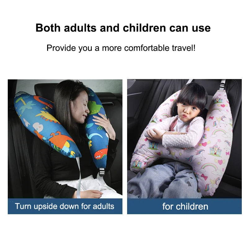 Cute Animal Pattern Kid Neck Head Support - U-Shape Children's Travel Pillow Cushion for Car Seat, Safety Neck Pillow for Kids