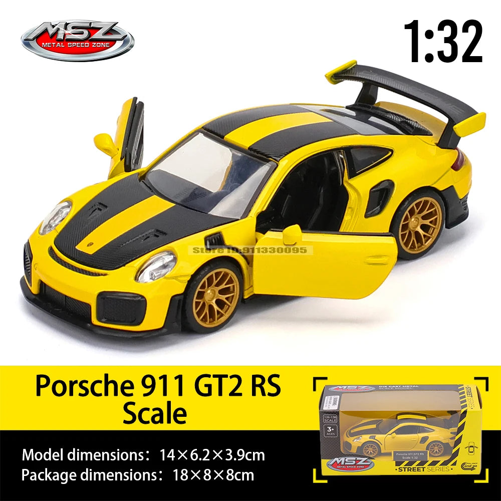MSZ 1:32 Die-Cast Car Model — Porsche 911 GT3 RS, Audi, BMW & Nissan Alloy Toy Collectible, Decorative Gift for Kids & Adults