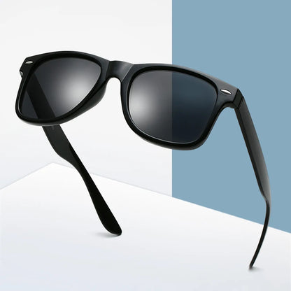 Classic Square Polarized Sunglasses – Retro Black Anti-Glare Driving Shades for Men & Women