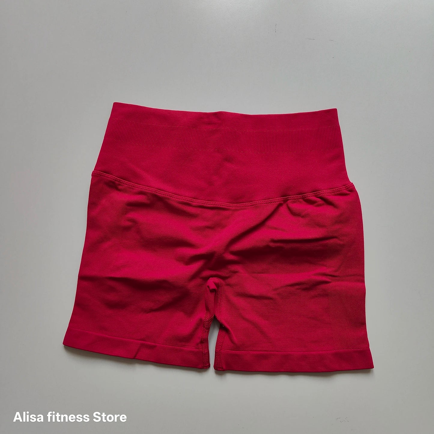 Summer High Waisted Yoga Shorts - Seamless Tummy Control Fitness Running Shorts with Solid Color Stretch Leggings Style
