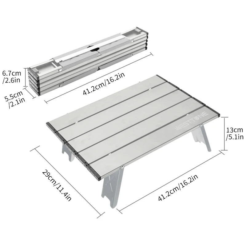 WESTTUNE Mini Camping Table – Ultralight Portable Aluminum Folding Table for Backpacking, Picnic & BBQ