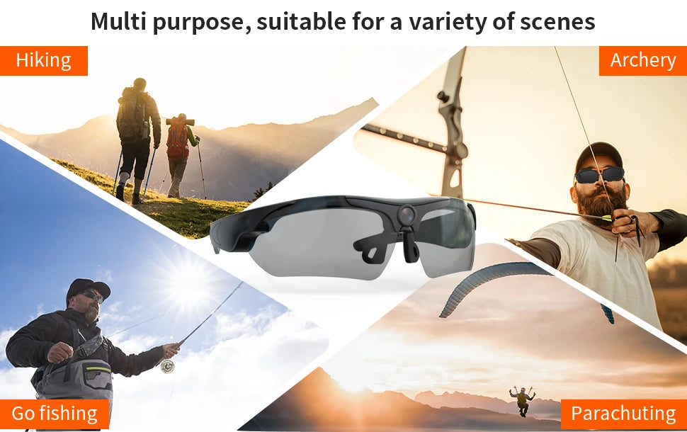 HD 1080P Mini Glasses Camera – Outdoor Bicycle, Motorcycle Security, Polarized Lens Sunglasses with Video Camera Sports Cam