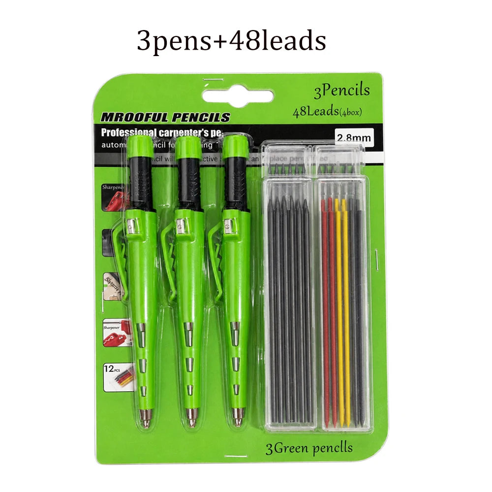 2.8mm Professional Carpenter Pencil Set - Deep-Hole Woodworking & Architectural Marking Tool