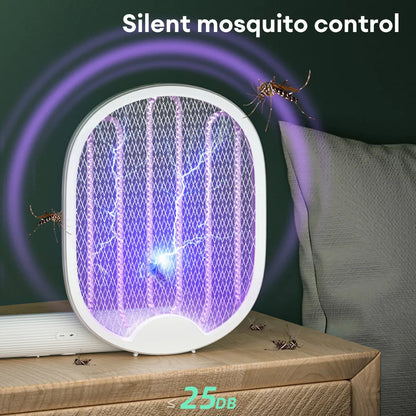Foldable Electric Mosquito Killer Racket - USB Rechargeable Fly Swatter with UV Light Bug Zapper, 3000V Insect Killer Trap