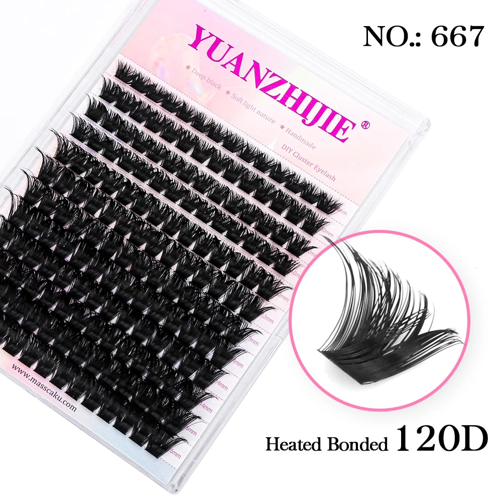 DIY 144 Cluster Lashes YUANZHIJIE – Natural C/D Curl Segmented Mink Individual Eyelash Extensions Kit for Home Makeup & Professional Volume Look (Free Shipping)