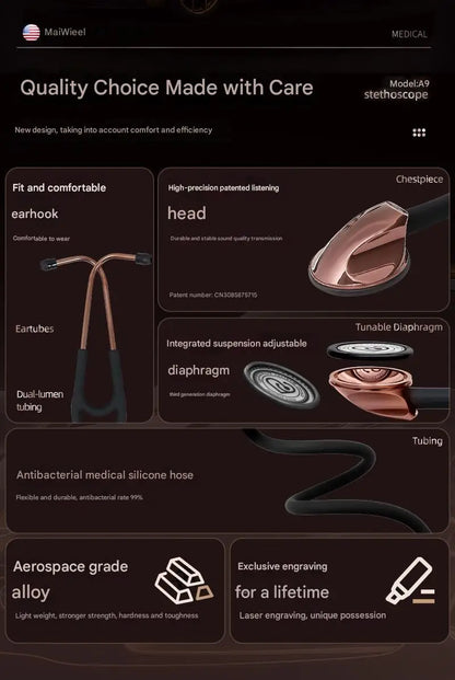 Carent Professional Cardiology Stethoscope — Diagnostic Master Stethoscope for Nurses and Health Care Professionals