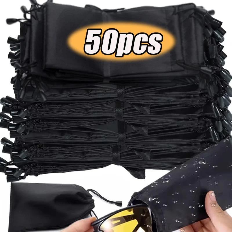 Portable Waterproof Microfiber Sunglasses Storage Bag, Soft Cloth Eyewear Carry Pouch, Dustproof Glasses Case (1-50pcs)