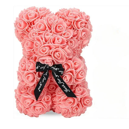 Forever Rose Teddy Bear – Artificial Flower Gift for Mom & Special Occasions